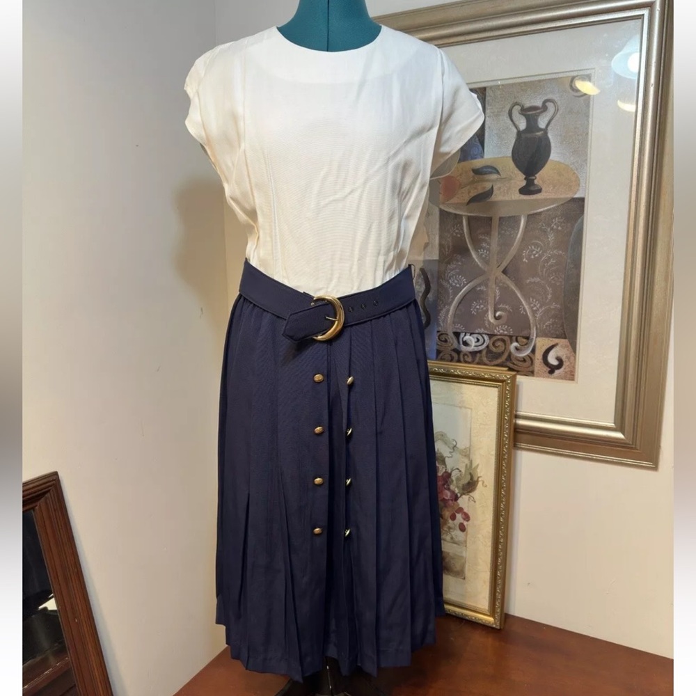 Stuart Alan Women’s Navy Blue White Belted Short Sleeve Romper Size 10